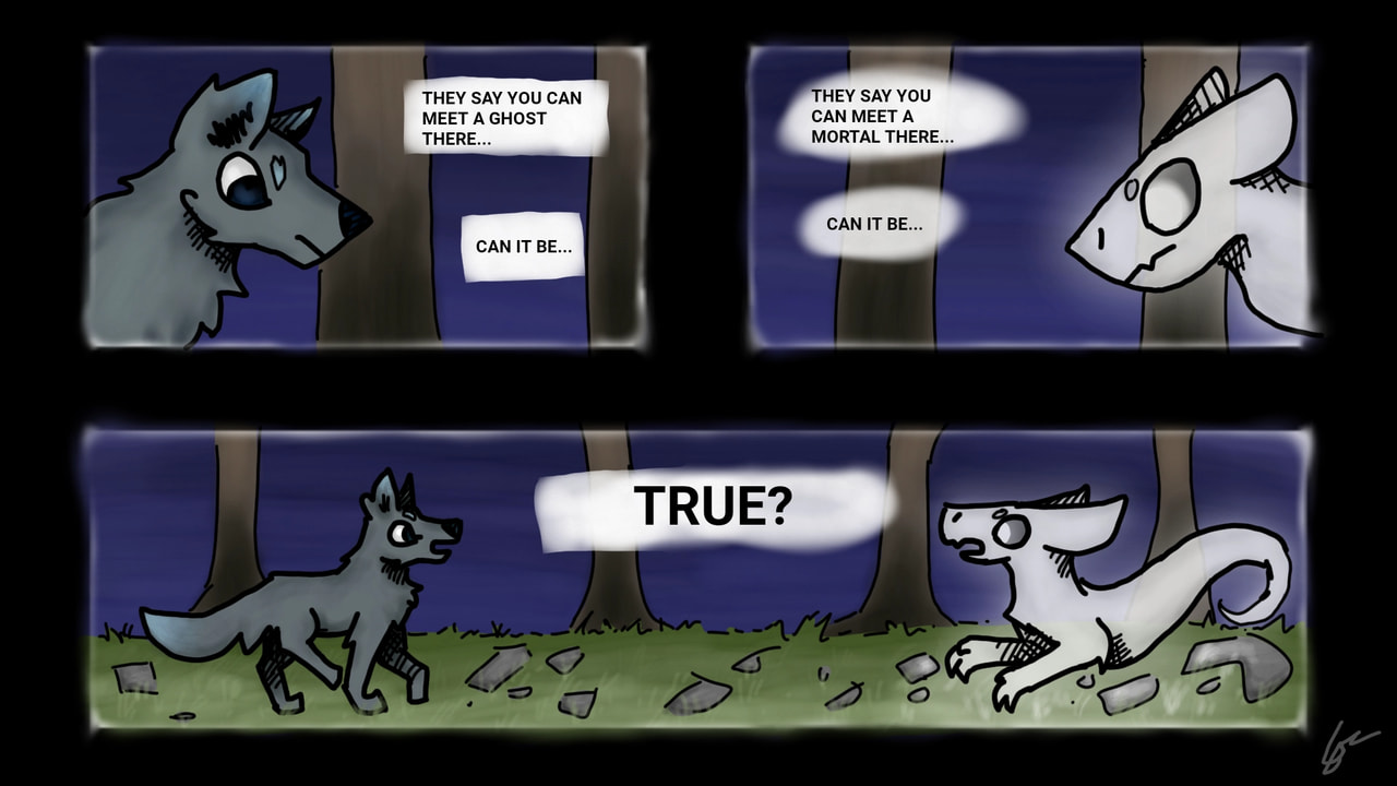 3-panel comic ^^ ‪@sonysketch‬ #fridayswithsketch #mycomic #ghost #wolf #comic  #drawnonsketch