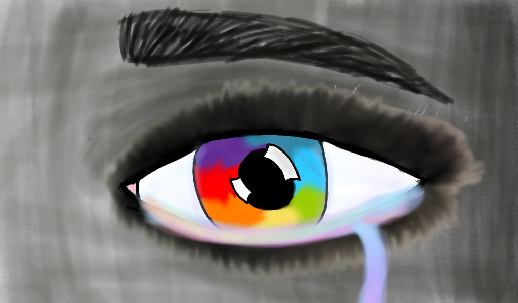 Idc ‪@sonysketch‬ #fridayswithsketch #rainbowchallenge #Rainbow #eye #crying #sonysketch edit: woooah... I thought it sucked after looking at it and I got featured. Wow :'So many likes (for me)