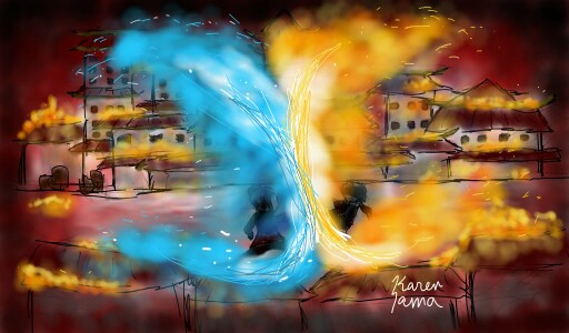 Avatar the legend of Aang: Zuko vs. Azula where they wrecked the palace 😂 #inktober2016 #wreck #fanart #fire #burn #avatar #karensama
