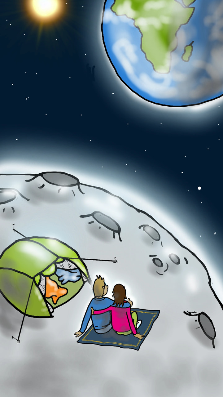 Moon camping. 🏕️🌛🌍😁 Not much spare time to draw this weekend but here's another one.  #fridayswithsketch #SpaceChallenge #Brucesleight