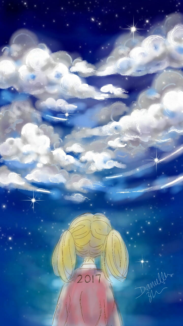 🐓HAPPY NEW YEAR! 🎉💖I really liked how the background turned out but it took forever lol😅I drew the #clouds and #sky and for the #stars I used the #fxstickers(*≧ω≦*)Rip it's so blurry 😅App used:#sonysketch❤ #2017#happynewyear#dailydecember#cloud🐓