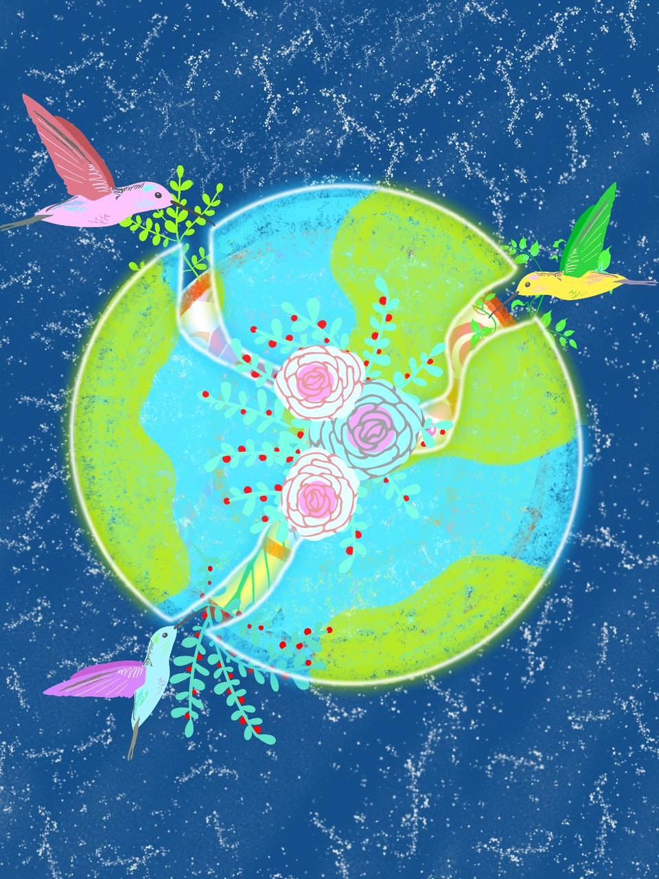 #endoftheworld #fridayswithsketch #Earth #flowers #hummingbird #Nature -A beautiful end to the world❤🌏❤