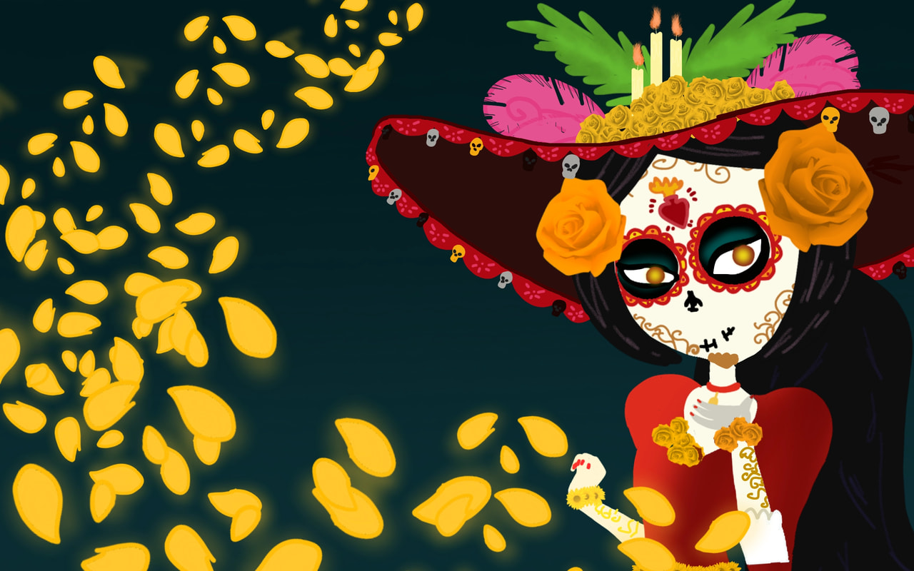 I added some cornflakes or some shit idk man,but here,its finished #diademuertos #bookoflife #Lacatrina #Mexican #dayofthedead #SansinaDidArt i have mixed feelings about this.        [EDIT] JESUS CHRIST,THANK YOU FOR THE 400 LIKES-