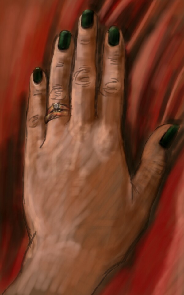 My fingers are my #paintbrush on sketch #paintbrushchallenge (yes I've got green nail polish today!)