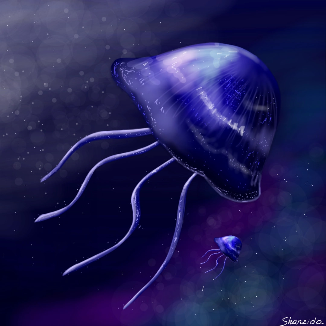 Mother and son|| jellyfishes|| Thank you for the feature!!  #jellyfish #sonysketch #fridayswithsketch #animal #sea #ocean #dark #sparkle #Shiny #fish ‪@sonysketch‬ #animalchallenge #shanset