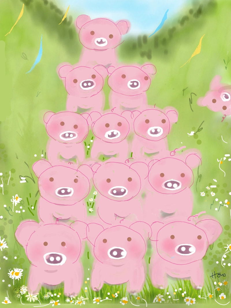 Pig babe gymnastics.#sonysketch #cute #fridayswithsketch #cutenesschallenge #Animal #pig #onoart
