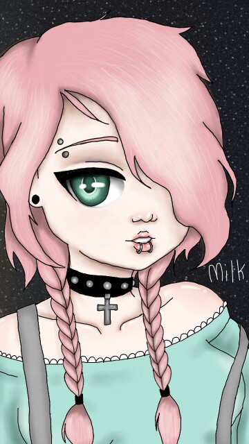 Tried to draw Lolly in anime style 😅 #Lolly #anime #cute #girl #sketch #pink #piercing #OC