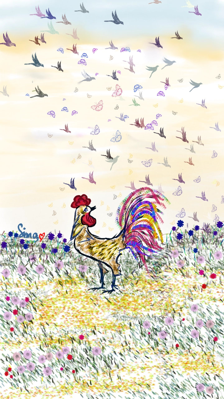 Landscape. The tale of a little cockerel who walked along a flowering meadow and dreamed of how it would be good to fly high and beautiful... #fridayswithsketch #sketch #myemotion #sonysketch